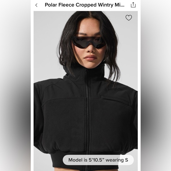 Alo Yoga NWT Polar Fleece Cropped Wintry Mix Full Zip Jacket Black Size S - Picture 4 of 11